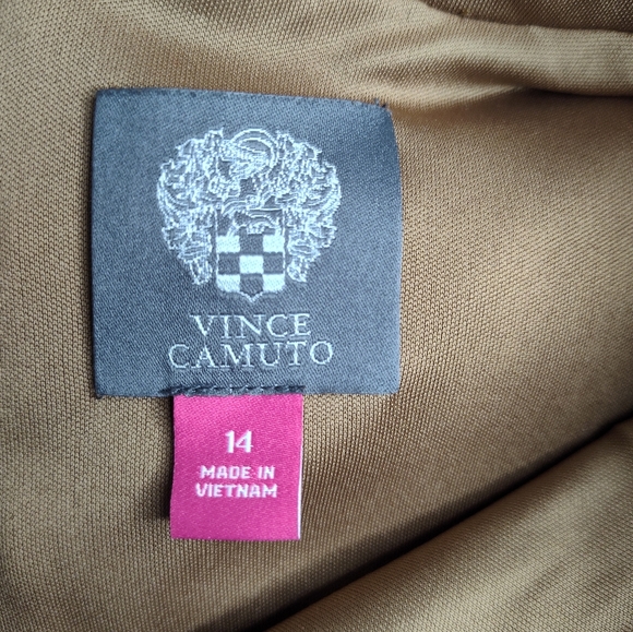 Vince Camuto Brown Women  Suede Shift Dress 14 Jeweled Neckline Sleeveless Zip - Picture 12 of 13